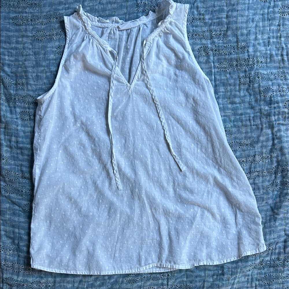 GAP White Textured Tank Top